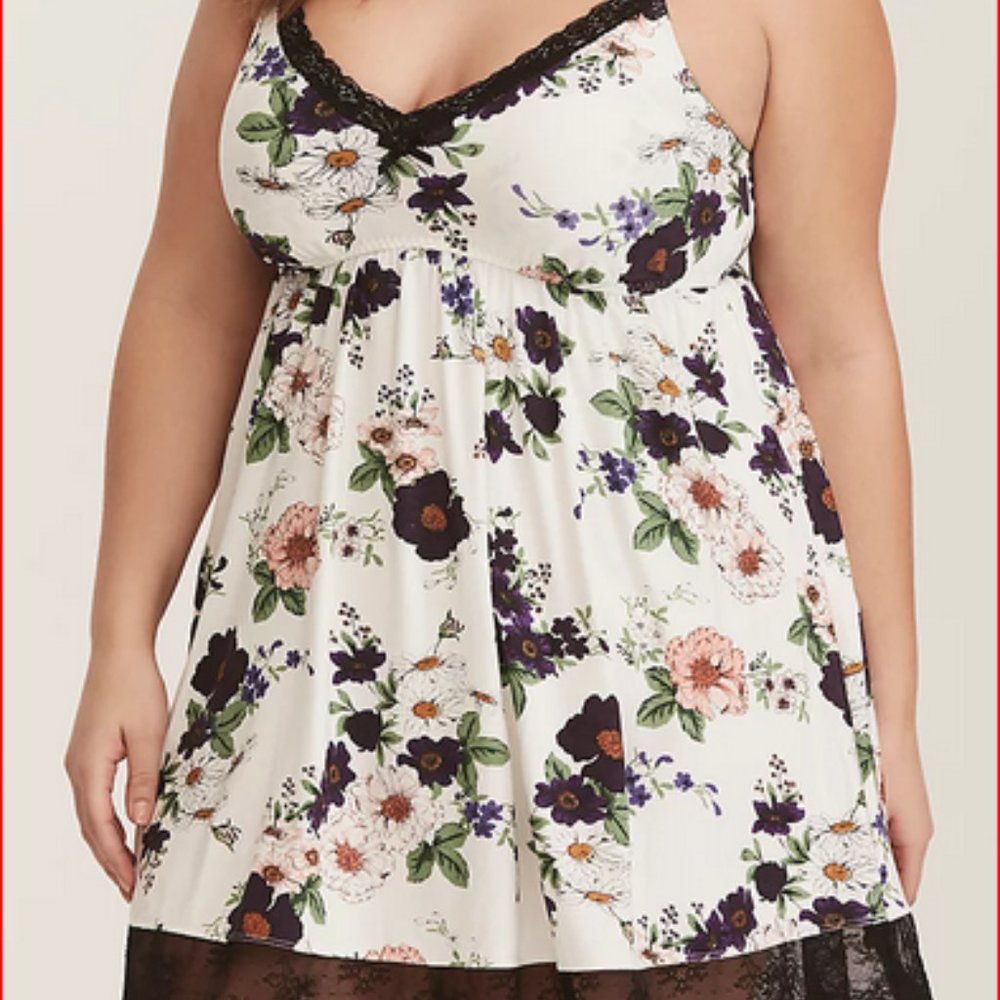 Torrid Floral Sleep Lace Bust Chemise
